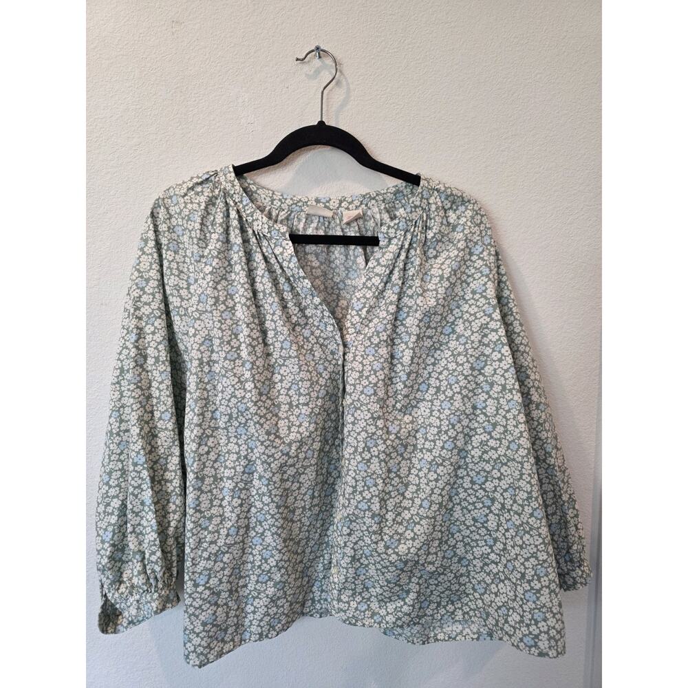 Levis Lainey Blouse Green White Blue Floral 100% Cotton Sz XXL Boho Artist NWOT - Picture 4 of 6